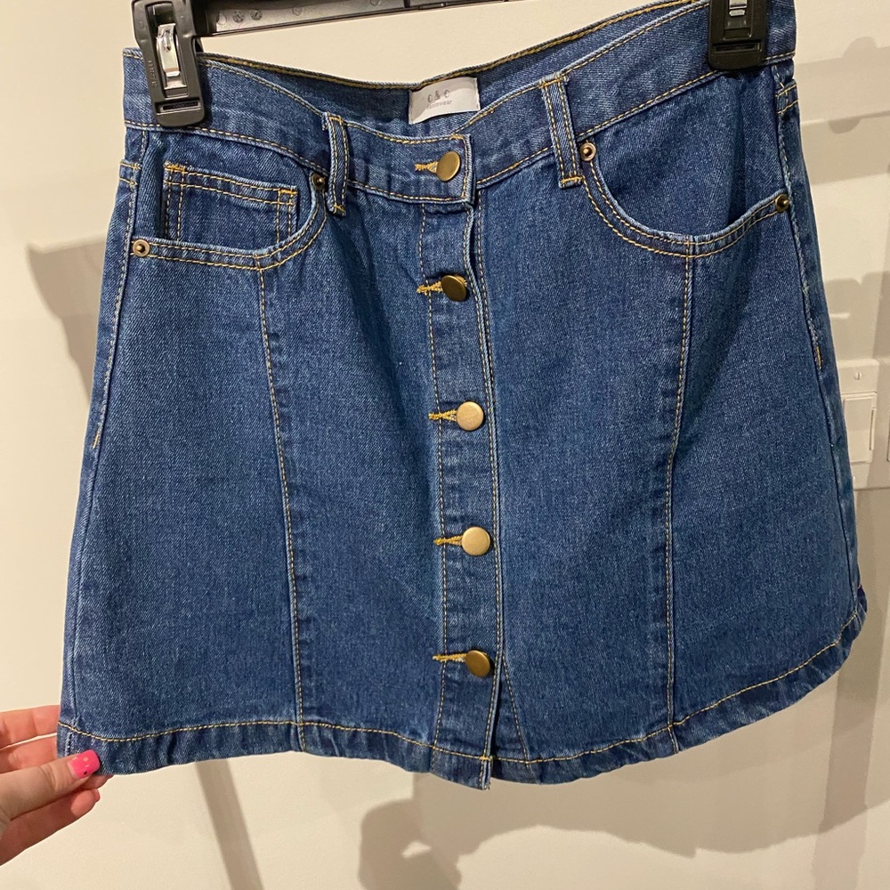 Denim Button Down Mini Skirt